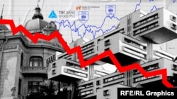 ქართული ბანკების აქციების ვარდნის ამსახველი ილუსტრაცია