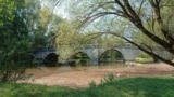 Bosnia and Herzegovina, Sarajevo, Extreme draught resulted in record low level of Bosna River, near the Roman bridge.