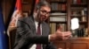 Predsednik Srbije Aleksandar Vučić tokom intervjua Rojtersu u Beogradu, Srbija, 28. septembra 2023.