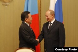 Цахиагийн Элбегдорж с Владимиром Путиным, 2014 г.