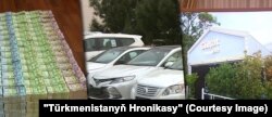 Туркменское телевидение также показало имущество задержанных, якобы ввезенное контрабандой.