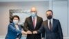 Молдовський, український та грузинський прем'єр-міністри – Наталія Гавриліце, Денис Шмигаль та Іраклій Гарібашвілі. Формат «Асоційованого тріо», Брюссель, 30 листопада 2021 року