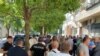 Montenegrin police officers protest in front of the Government in Podgorica