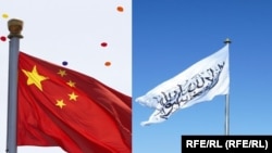 بیرق طالبان و بیرق حکومت چین