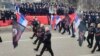Članovi ruskog moto kluba "Noćni vukovi" na defileu povodom Dana Republike Srpske u Banjaluci, 9. januar 2022. 