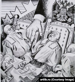 Картина "Басманный суд". Бумага, тушь, кисть, перо. Год создания — 2004.