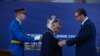 Predsednik Srbije Aleksandar Vučić uručio je premijeru Mađarske Viktoru Orbanu Orden Republike Srbije na velikoj ogrlici jer je "bio uz Srbiju u njenim teškim trenucima", Beograd, 16. septembar 2022.