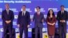 Predsjednik Crne Gore Milo Đukanović, predsjednik Hrvatske Zoran Milanović, predsjednik Sjeverne Makedonije Stevo Pendarovski, predsjednica Kosova Vjosa Osmani i slovenački predsjednik Borut Pahor tokom Prespa foruma u Ohridu 16. juna 2022.