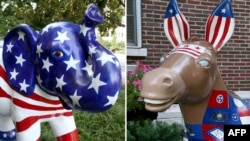Символы Республиканской и Демократической партий в США.