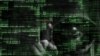 Ukraine -- Silhouette of a hacker on graphic user interface