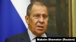 RUSSIA -- Russian Foreign Minister Sergei Lavrov speaks at a joint news conference with his Armenian counterpart Ararat Mirzoyan in Moscow, August 31, 2021
