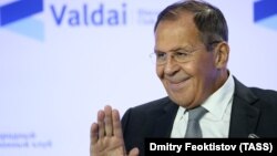 RUSSIA -- Russian Foreign Minister Sergei Lavrov attends a session of the annual Valdai Discussion Club in Sochi, October 2, 2019