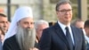 Porfirije (levo) i Vučić na proslavi Dana srpskog jedinstva, slobode i nacionalne zastave u Beogradu, septembar 2021.