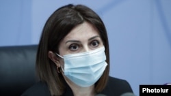 Armenia -- Armenian Health Minister Anahit Avanesian holds a news conference, Yerevan, April 12, 2021.