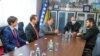 Mustafa Ružnić (s maskom na licu) i njemački političari iz desničarske Alternative za Njemačku Andreas Wild (drugi slijeva) i Gunnar Lindemann (u sredini), Bihać (3. mart 2021.)