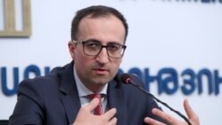 Armenia -- Health Minister Arsen Torosian at a news conference in Yerevan, March 26, 2020.