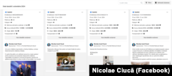 Postări pe Facebook ale fostului candidat PNL la președinția României, Nicolae Ciucă.