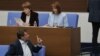 Парламентът проведе извънредно заседание по повод делото в Конституционния съд за изборите. На снимката : изпълнителният директор на „Информационно обслужване“ Ивайло Филипов, зам.-председателката на ЦИК Росица Матева и председателката Камелия Нейкова
