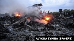 Уламки літака Boeing 777 «Малайзійських авіаліній» рейсу MH17, який розбився під час польоту над східною Україною поблизу Донецька, 17 липня 2014 року