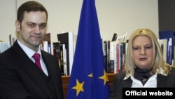 Šefovi pregovaračkih timova Srbije i Kosova, Borislav Stefanović i Edita Tahiri u Briselu,mart 2011 