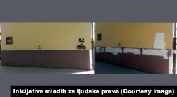 Intervencija na grafitu posvećenom Ratku Mladiću u Bačkoj Palanci (11. jul 2018.)