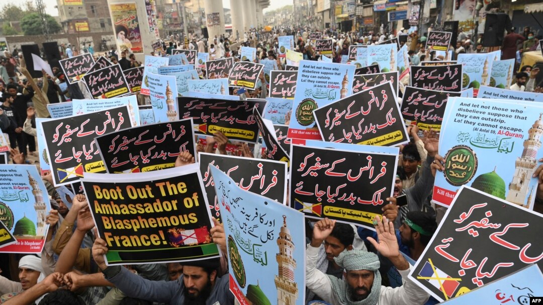 تحريک لبيک پروسږ کال د فرانس په يوه مجله کې د پېغمبر اسلام د خاکو خپرېدو پرضد احتجاج پېل کړی وو. (انځور: ارشیف)