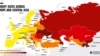 Мапа на Транспаренси интернешнал за стапките за поткуп во Европа и Централна Азија. 16.11.2016