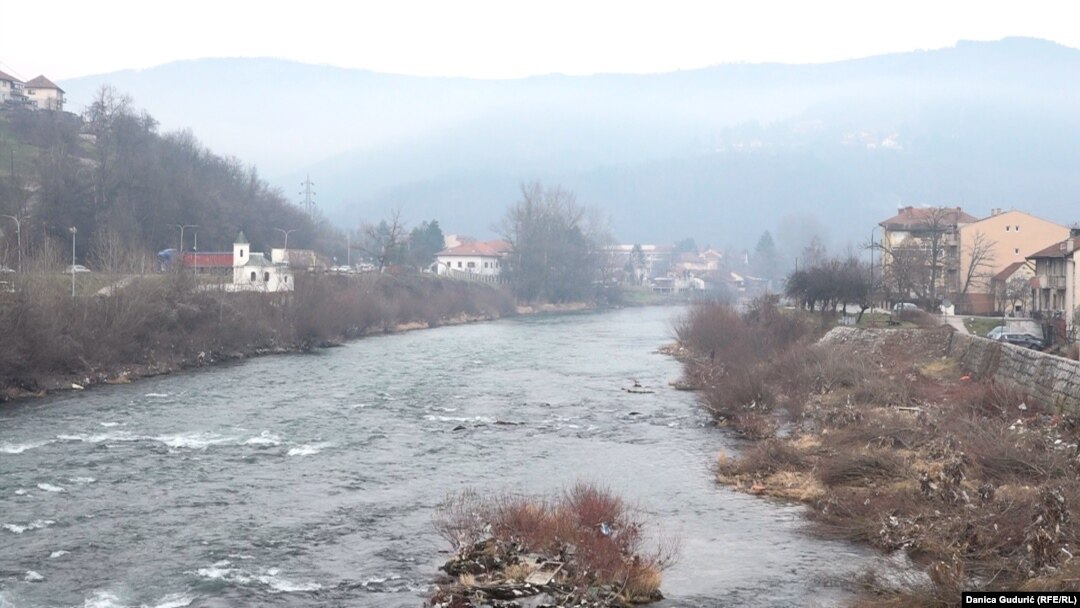 Serbia-- The river Lim,pollution, Prijepolje, 10 January, 2019.