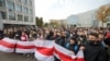 Belarus döwlet uniwersitetiniň studentleri protest çärelerine gatnaşýar. 26-njy oktýabr.
