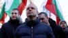 Лидерът на "Възраждане" Костадин Костадинов на протеста пред БНБ, 22 февруари 2025 г.
